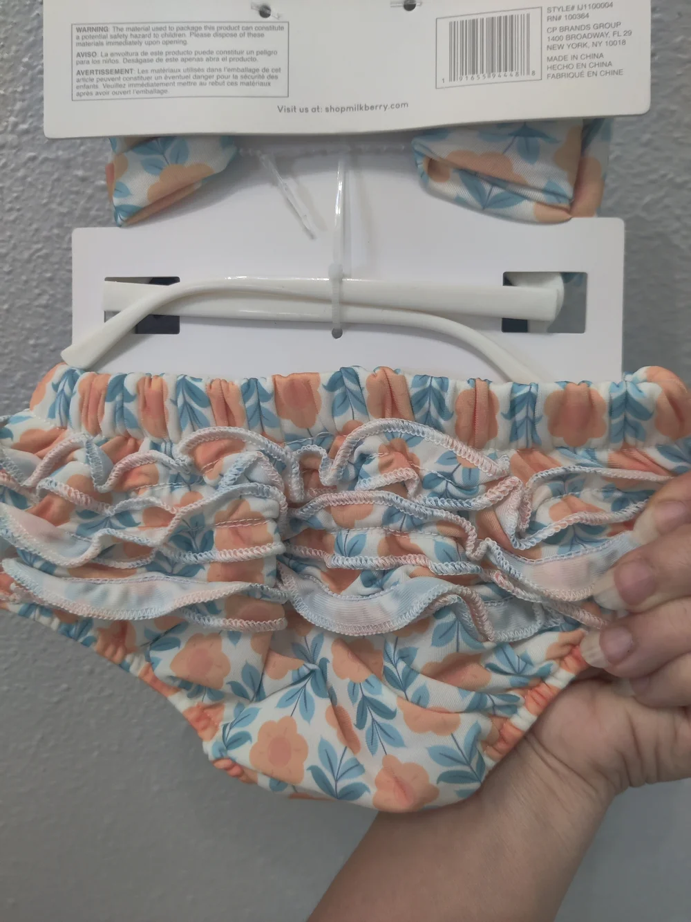Floral Headband, Sunglasses & Swim Diaper Cover Set - Peach & Blue